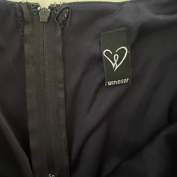 Windsor Navy Formal Dress w/ Lace Back & Front Slit Size L - Picture 9 of 10